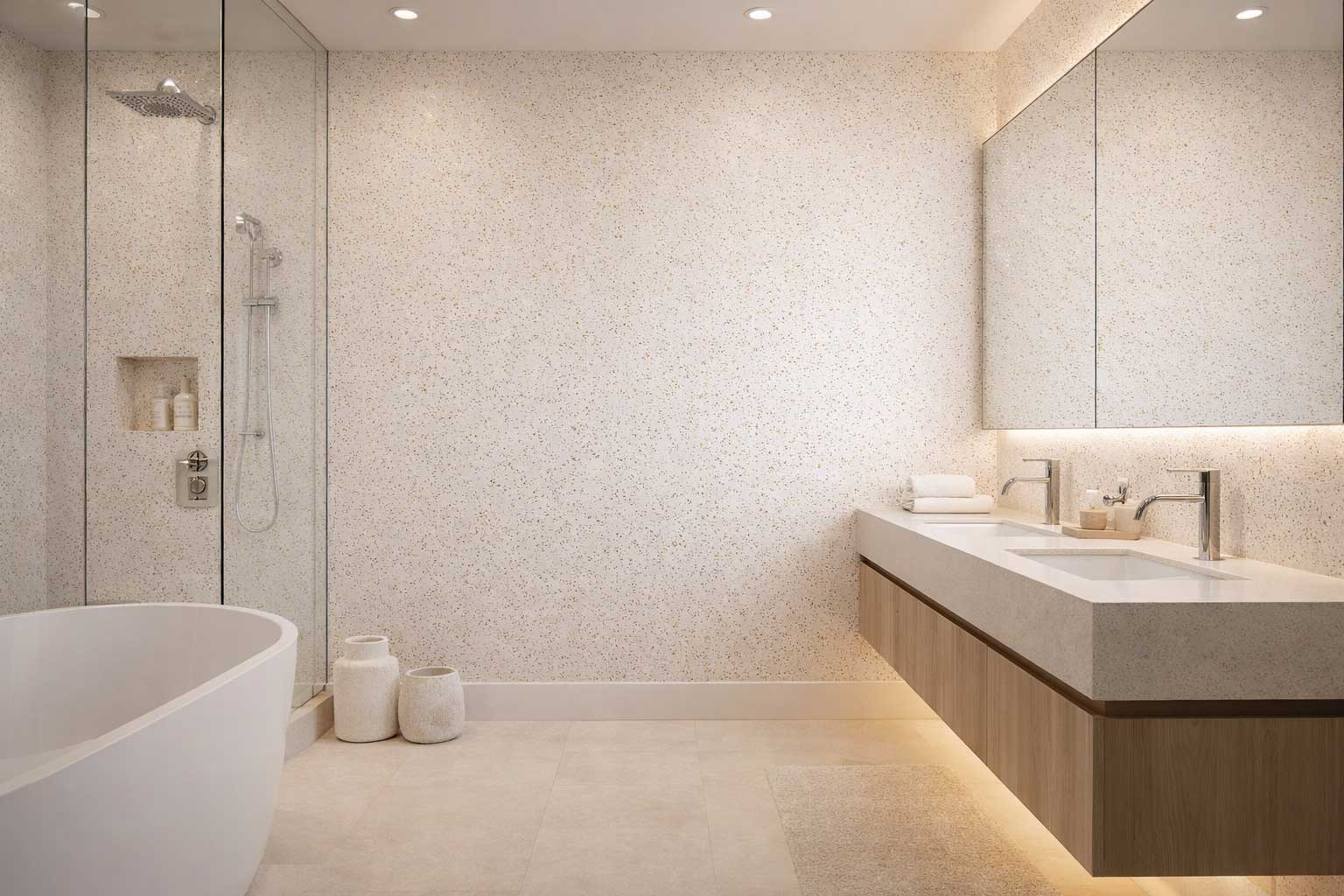 White Gold — MetalFX metallic wall finish in a luxury bathroom